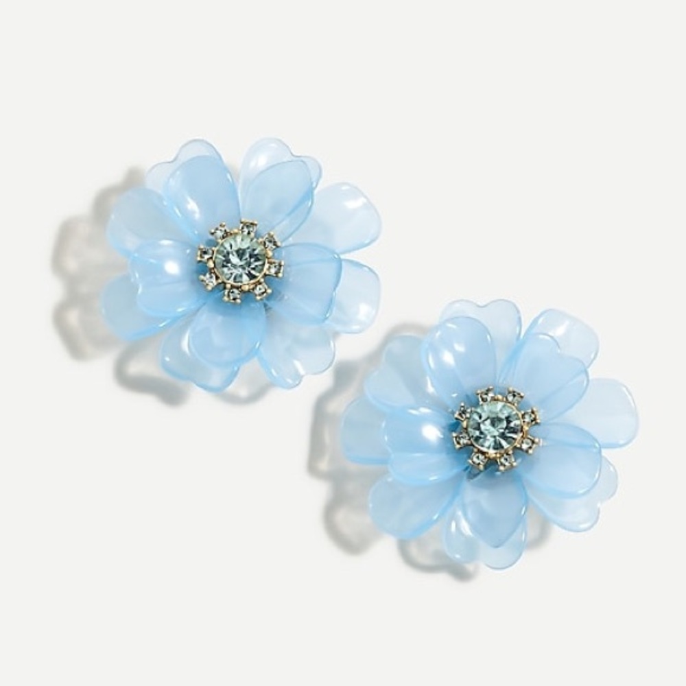 J Crew Full bloom flower earrings Bright Atlantic nwt